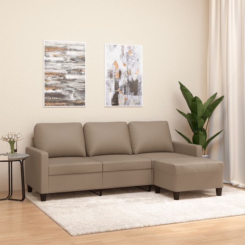 Casa si Gradina - Mobilier - Canapele si coltare - Canapele - Canapea cu 3 locuri / taburet cappuccino 180 cm piele ecologica - Infinity.ro