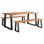 Casa si Gradina - Mobilier - Seturi de mobilier - Seturi mese si scaune - Set de masa din 3 piese, margini naturale, lemn masiv de acacia, lungime 180 cm - Infinity.ro