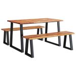 Casa si Gradina - Mobilier - Seturi de mobilier - Seturi mese si scaune - Set de masa din 3 piese, margini naturale, lemn masiv de acacia, lungime 140 cm - Infinity.ro