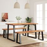 Casa si Gradina - Mobilier - Seturi de mobilier - Seturi mese si scaune - Set de masa din 3 piese, margini naturale, lemn masiv de acacia, lungime 140 cm - Infinity.ro