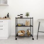 Casa si Gradina - Mobilier - Biblioteci si rafturi - Rafturi - Raft depozitare cu roti, 3 niveluri, negru, 60x35x81cm, 150 kg - Infinity.ro