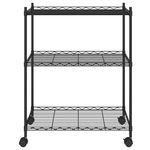 Casa si Gradina - Mobilier - Biblioteci si rafturi - Rafturi - Raft depozitare cu roti, 3 niveluri, negru, 60x35x81cm, 150 kg - Infinity.ro