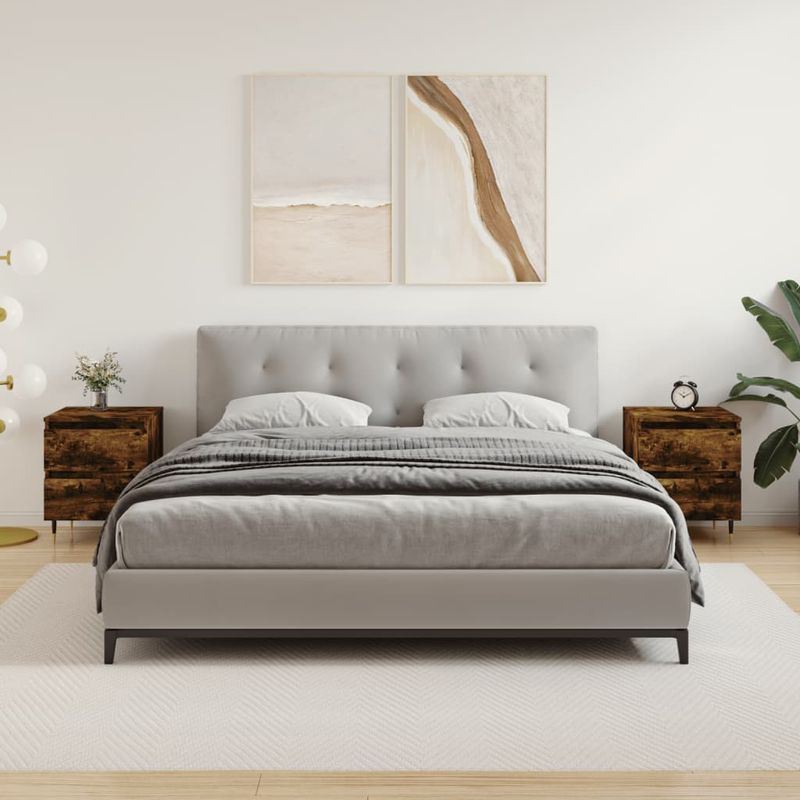 Casa si Gradina - Mobilier - Comode si corpuri - Noptiere - Noptiere, 2 buc., stejar fumuriu, 40x35x50 cm, lemn compozit - Infinity.ro