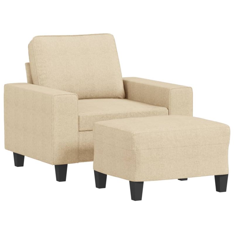 Casa si Gradina - Mobilier - Scaune si fotolii - Fotolii - Fotoliu canapea cu taburet, crem, 60 cm, material textil - Infinity.ro