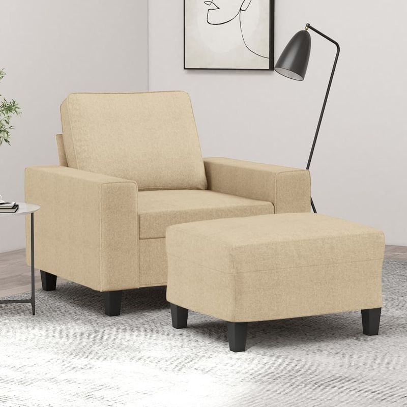Casa si Gradina - Mobilier - Scaune si fotolii - Fotolii - Fotoliu canapea cu taburet, crem, 60 cm, material textil - Infinity.ro