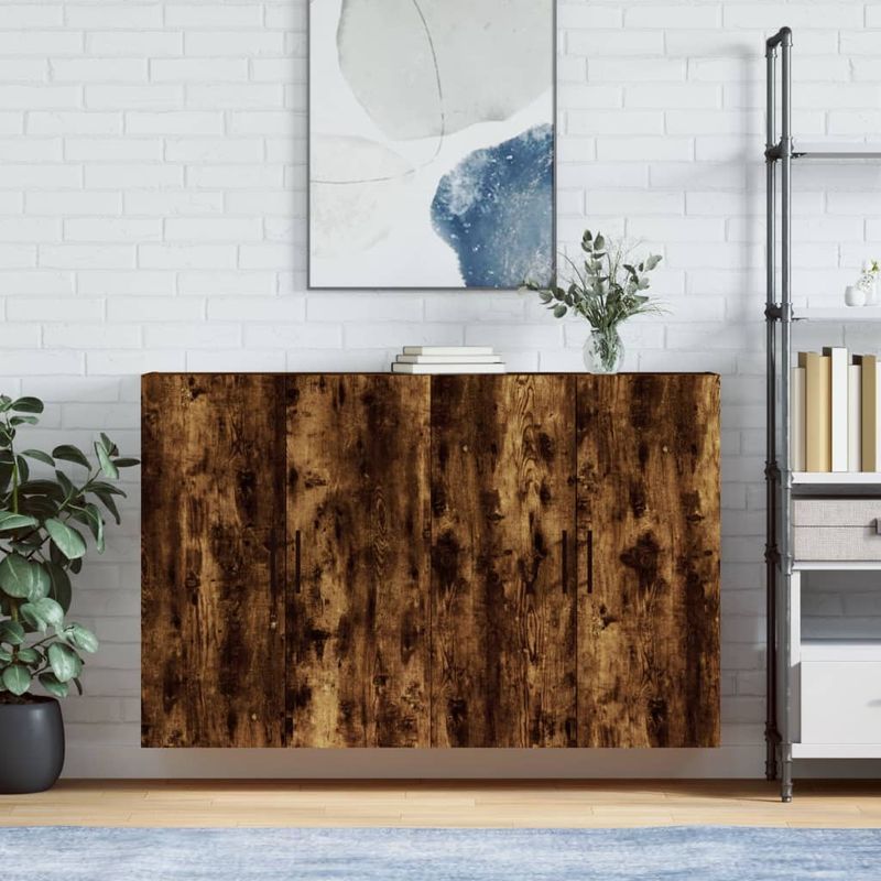 Casa si Gradina - Mobilier - Comode si corpuri - Comode - Dulapuri montate pe perete, 2 buc, stejar afumat, 69,5x34x90 cm, model negru model tub - Infinity.ro