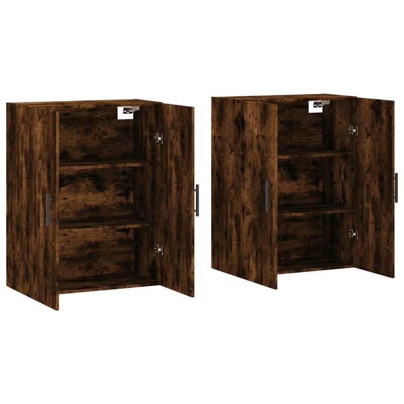 Casa si Gradina - Mobilier - Comode si corpuri - Comode - Dulapuri montate pe perete, 2 buc, stejar afumat, 69,5x34x90 cm, model negru model tub - Infinity.ro