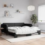 Casa si Gradina - Mobilier - Paturi si accesorii - Paturi - Pat de zi cu extensie si saltele, negru, 100x200 cm, textil - Infinity.ro