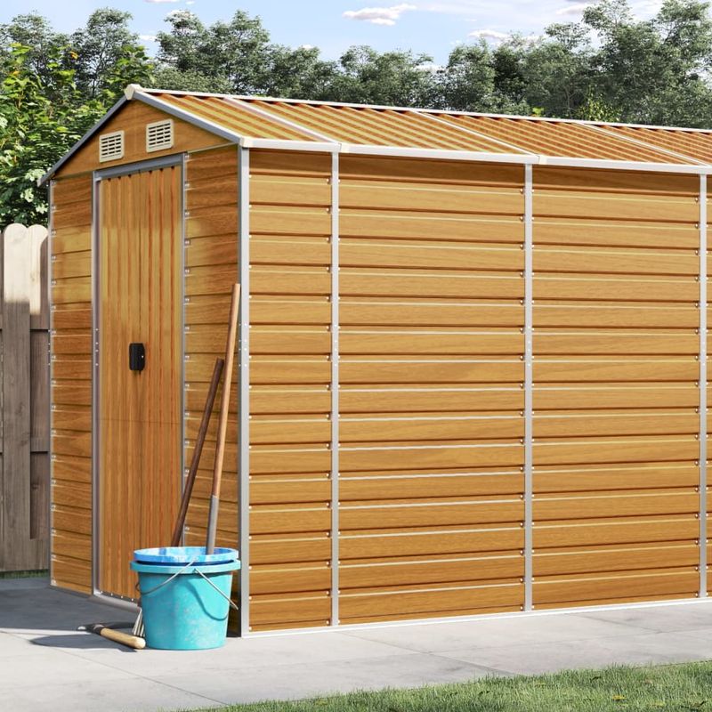 Casa si Gradina - Gradina si terasa - Casute de gradina - Sopron de gradina, maro deschis, 191x470x198 cm otel galvanizat - Infinity.ro