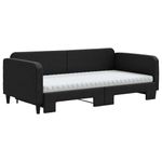 Casa si Gradina - Mobilier - Paturi si accesorii - Paturi - Pat de zi cu extensie si saltele, negru, 100x200 cm, textil - Infinity.ro