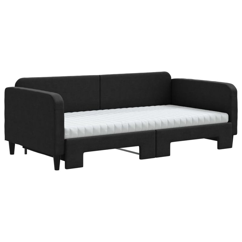 Casa si Gradina - Mobilier - Paturi si accesorii - Paturi - Pat de zi cu extensie si saltele, negru, 100x200 cm, textil - Infinity.ro