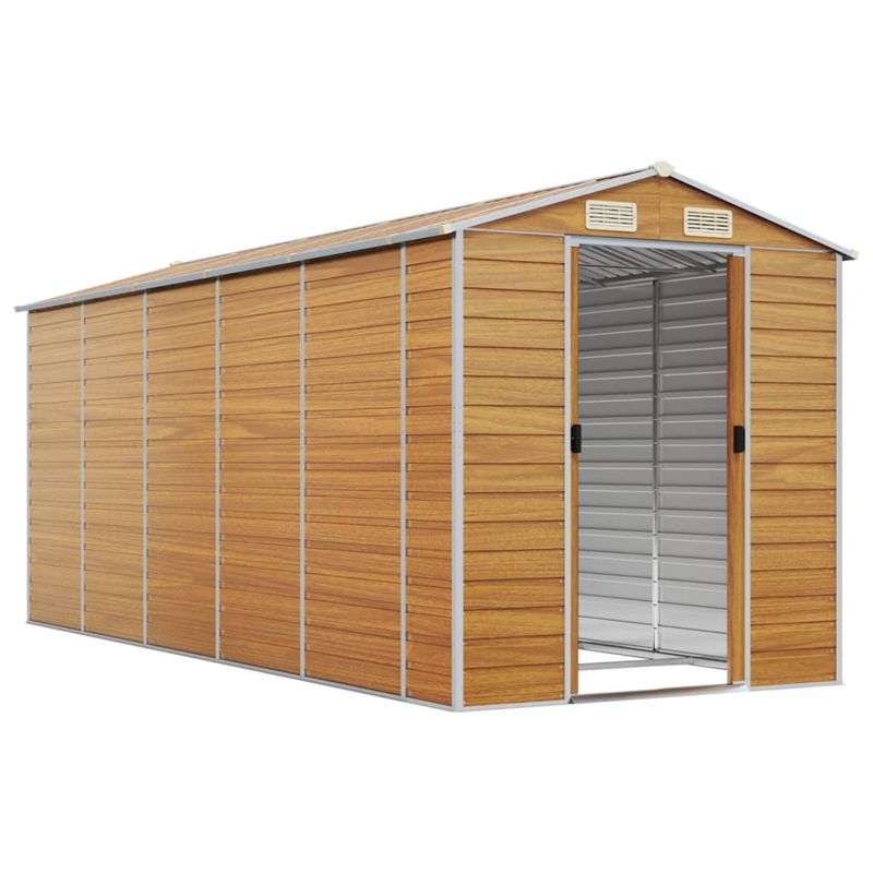 Casa si Gradina - Gradina si terasa - Casute de gradina - Sopron de gradina, maro deschis, 191x470x198 cm otel galvanizat - Infinity.ro