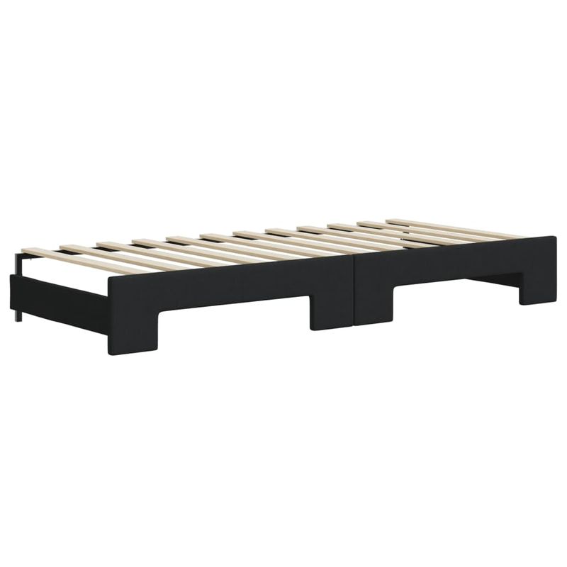 Casa si Gradina - Mobilier - Paturi si accesorii - Paturi - Pat de zi cu extensie si saltele, negru, 100x200 cm, textil - Infinity.ro