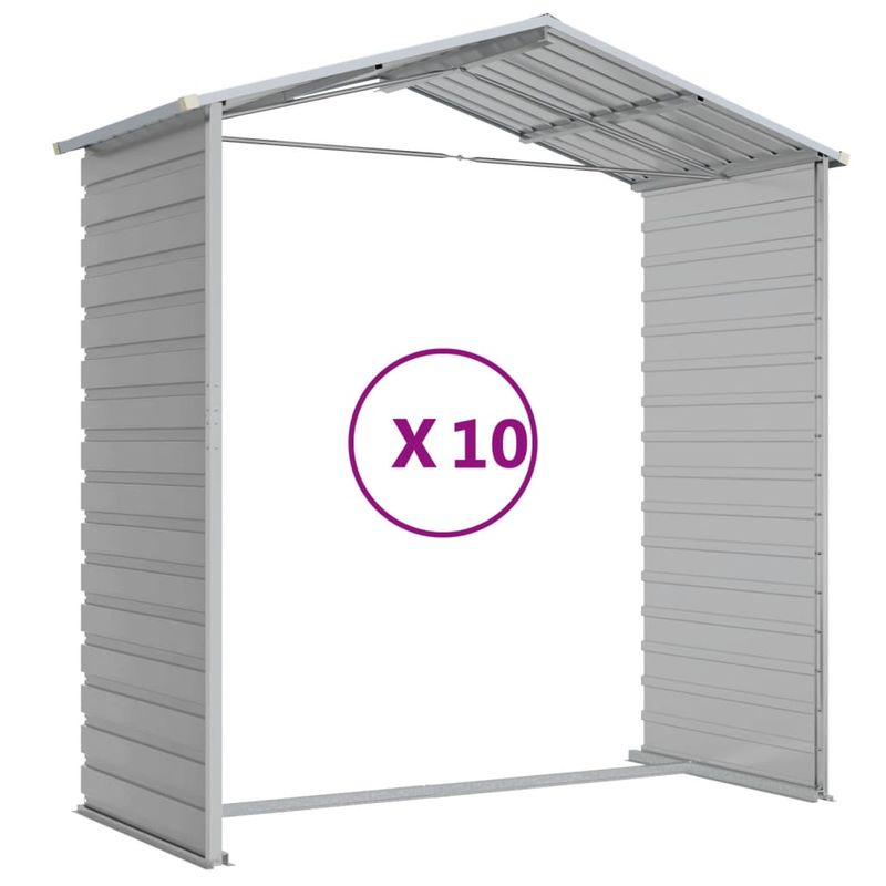 Casa si Gradina - Gradina si terasa - Casute de gradina - Sopron de gradina, gri deschis, 191x895x198 cm otel galvanizat - Infinity.ro
