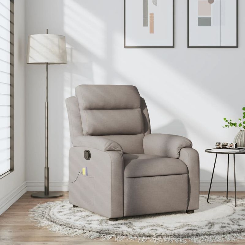 Ingrijire personala si Cosmetice - Sanatate si wellness - Articole wellness - Fotolii de masaj - Fotoliu de masaj rabatabil, gri taupe, material textil - Infinity.ro