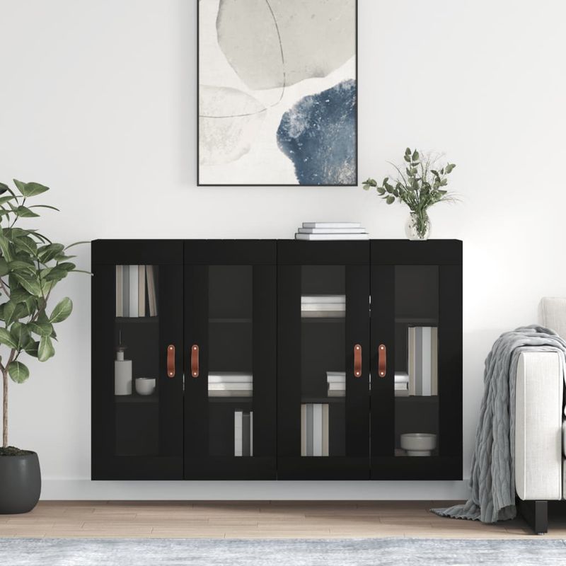 Casa si Gradina - Mobilier - Comode si corpuri - Comode - Dulapuri montate pe perete, 2 buc, negru, lemn prelucrat - Infinity.ro