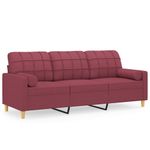Casa si Gradina - Mobilier - Canapele si coltare - Canapele - Canapea cu 3 locuri cu pernute, rosu vin, 180 cm, textil - Infinity.ro