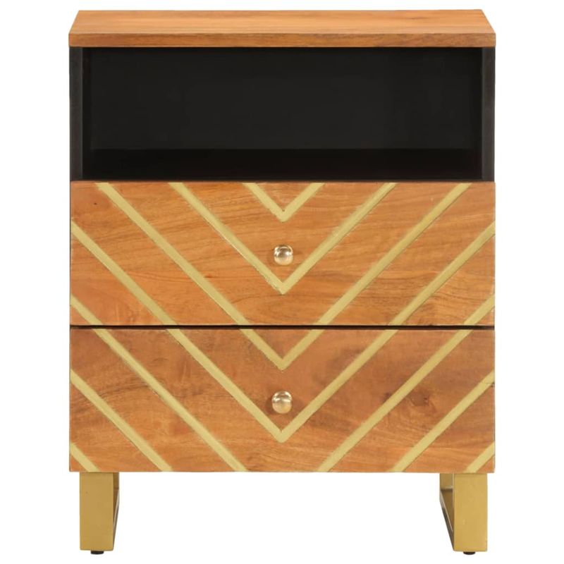 Casa si Gradina - Mobilier - Comode si corpuri - Noptiere - Noptiera, maro si negru, 50x33x60 cm, lemn masiv de mango - Infinity.ro