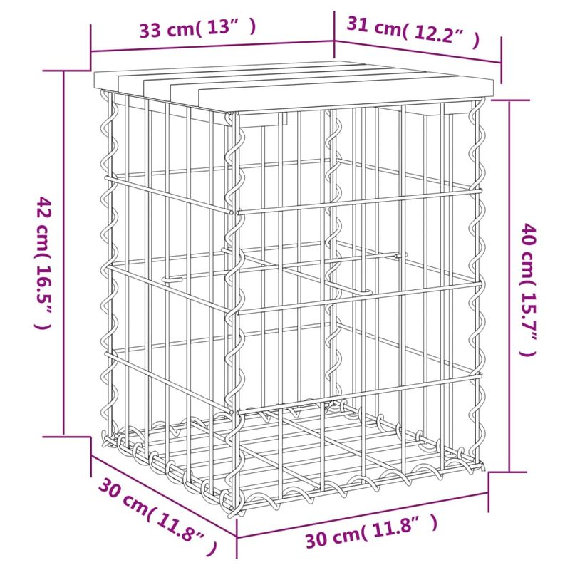 Casa si Gradina - Gradina si terasa - Mobilier exterior - Bancute de gradina - Banca de gradina, design gabion, 33x31x42 cm, lemn masiv de pin - Infinity.ro