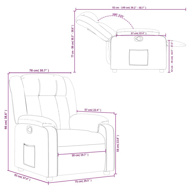 Casa si Gradina - Mobilier - Scaune si fotolii - Fotolii - Fotoliu rabatabil, cappuccino, piele ecologica - Infinity.ro