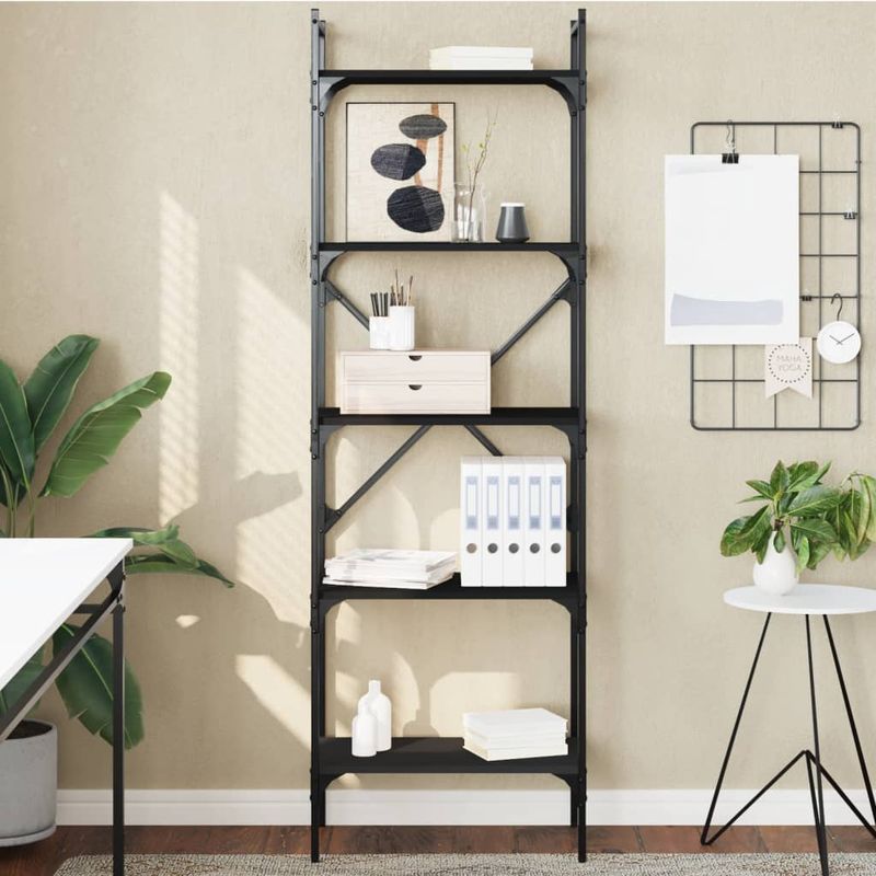 Casa si Gradina - Mobilier - Biblioteci si rafturi - Biblioteci - Biblioteca cu 5 niveluri, negru, 56x31,5x174 cm, lemn prelucrat - Infinity.ro