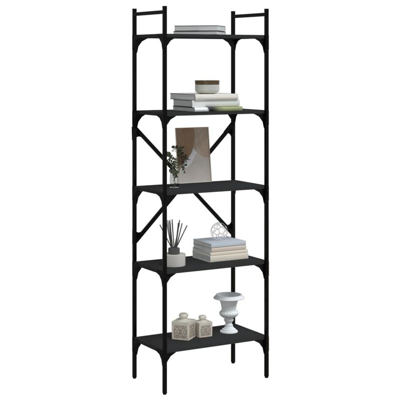Casa si Gradina - Mobilier - Biblioteci si rafturi - Biblioteci - Biblioteca cu 5 niveluri, negru, 56x31,5x174 cm, lemn prelucrat - Infinity.ro