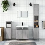 Casa si Gradina - Mobilier - Seturi de mobilier - Seturi baie - Set dulapuri de baie, 3 piese, gri sonoma, lemn prelucrat - Infinity.ro