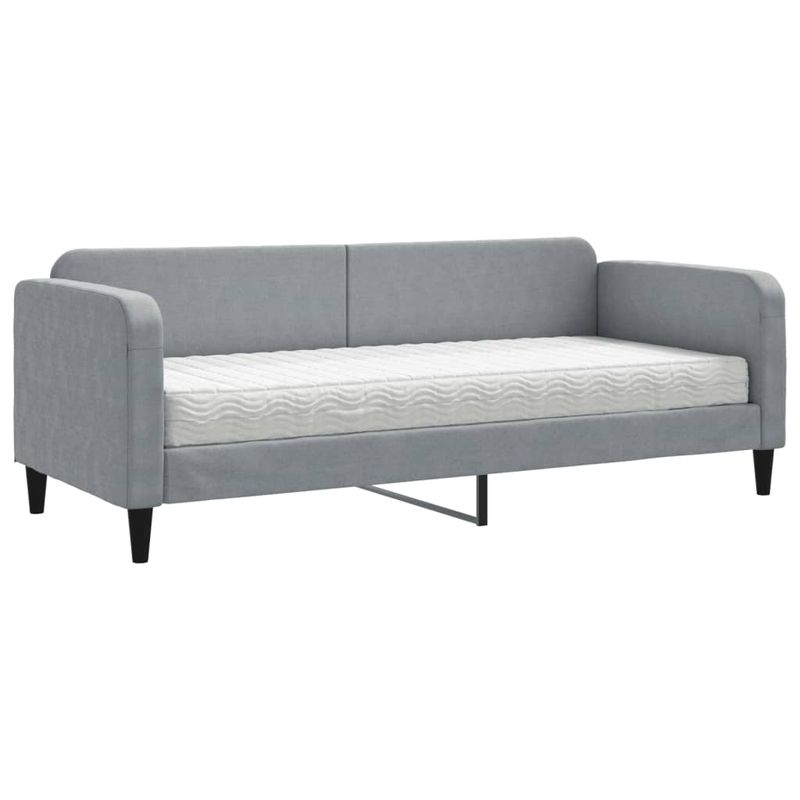 Casa si Gradina - Mobilier - Paturi si accesorii - Paturi - Pat de zi cu saltea, gri deschis, 80x200 cm, textil - Infinity.ro