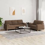 Casa si Gradina - Mobilier - Seturi de mobilier - Seturi living - Set de canapele cu perne, 2 piese, maro, textil - Infinity.ro