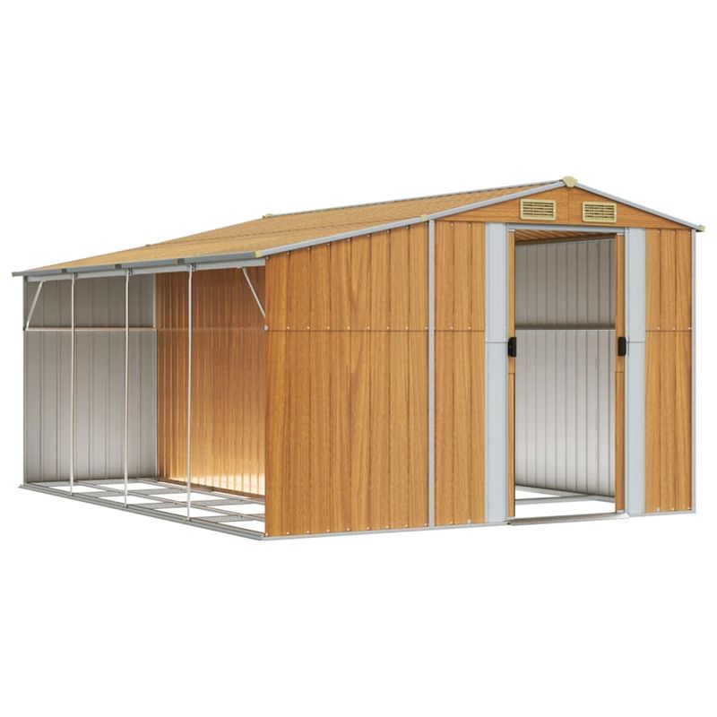 Casa si Gradina - Gradina si terasa - Casute de gradina - Sopron de gradina maro deschis 277x365,5x179 cm otel galvanizat - Infinity.ro