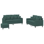 Casa si Gradina - Mobilier - Seturi de mobilier - Seturi living - Set de canapele cu perne, 3 piese, verde inchis, catifea - Infinity.ro