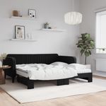 Casa si Gradina - Mobilier - Paturi si accesorii - Paturi - Pat de zi cu extensie si saltele, negru, 90x190 cm, catifea - Infinity.ro