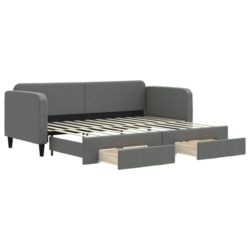 Casa si Gradina - Mobilier - Paturi si accesorii - Paturi - Pat de zi cu extensie si sertare, gri inchis, 80x200 cm textil - Infinity.ro
