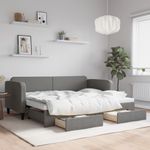 Casa si Gradina - Mobilier - Paturi si accesorii - Paturi - Pat de zi cu extensie si sertare, gri inchis, 80x200 cm textil - Infinity.ro