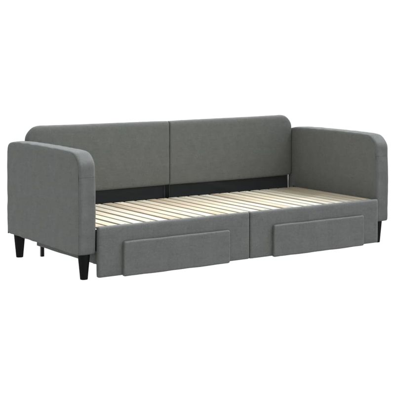 Casa si Gradina - Mobilier - Paturi si accesorii - Paturi - Pat de zi cu extensie si sertare, gri inchis, 80x200 cm textil - Infinity.ro