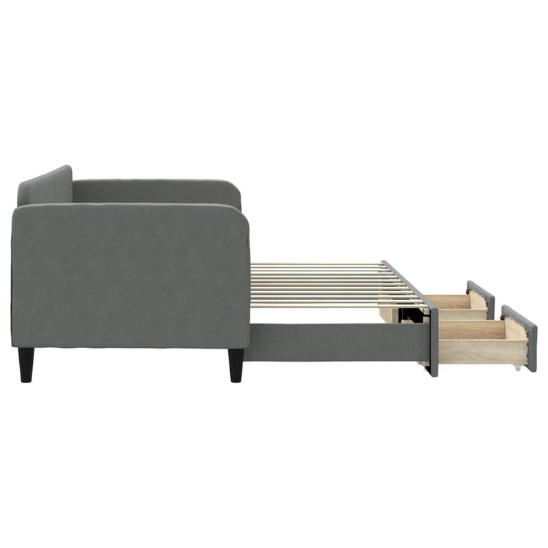 Casa si Gradina - Mobilier - Paturi si accesorii - Paturi - Pat de zi cu extensie si sertare, gri inchis, 80x200 cm textil - Infinity.ro