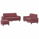Casa si Gradina - Mobilier - Seturi de mobilier - Seturi living - Set de canapea, 3 piese, rosu vin, material textil - Infinity.ro