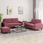 Casa si Gradina - Mobilier - Seturi de mobilier - Seturi living - Set de canapea, 3 piese, rosu vin, material textil - Infinity.ro