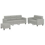 Casa si Gradina - Mobilier - Seturi de mobilier - Seturi living - Set de canapele cu perne, 3 piese, gri deschis, microfibra - Infinity.ro
