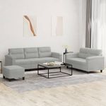 Casa si Gradina - Mobilier - Seturi de mobilier - Seturi living - Set de canapele cu perne, 3 piese, gri deschis, microfibra - Infinity.ro