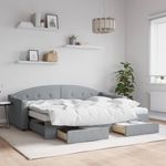 Casa si Gradina - Mobilier - Paturi si accesorii - Paturi - Pat de zi cu extensie si sertare, gri deschis, 80x200cm textil - Infinity.ro