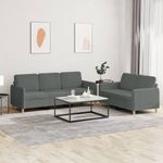 Casa si Gradina - Mobilier - Seturi de mobilier - Seturi living - Set de canapele cu perne, 2 piese, gri inchis, textil - Infinity.ro