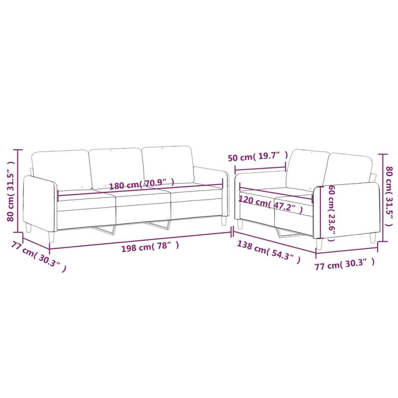 Casa si Gradina - Mobilier - Seturi de mobilier - Seturi living - Set de canapele cu perne, 2 piese, gri inchis, textil - Infinity.ro