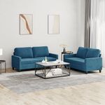 Casa si Gradina - Mobilier - Seturi de mobilier - Seturi living - Set de canapele cu perne, 2 piese, albastru, catifea - Infinity.ro