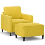 Casa si Gradina - Mobilier - Scaune si fotolii - Fotolii - Fotoliu canapea cu taburet, galben, 60 cm, catifea - Infinity.ro