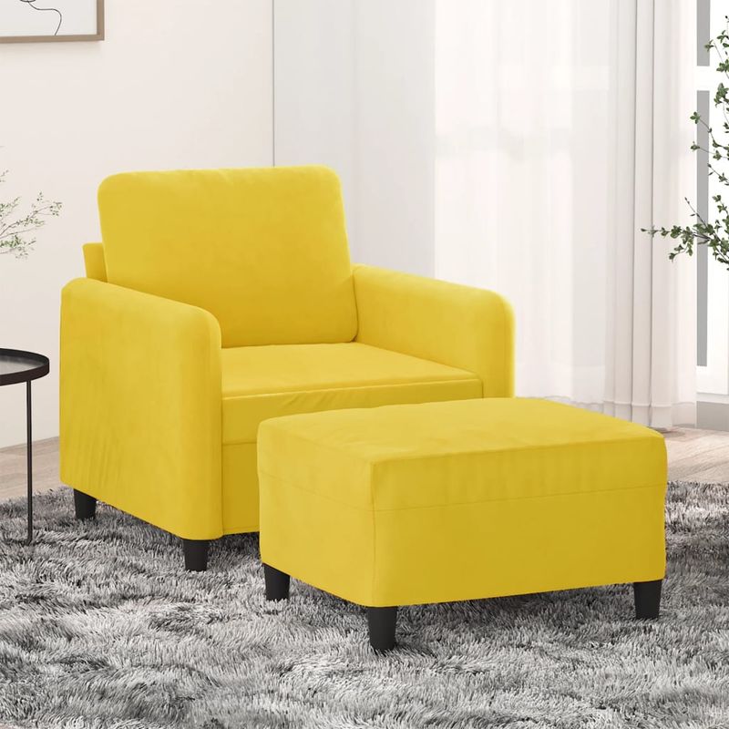 Casa si Gradina - Mobilier - Scaune si fotolii - Fotolii - Fotoliu canapea cu taburet, galben, 60 cm, catifea - Infinity.ro