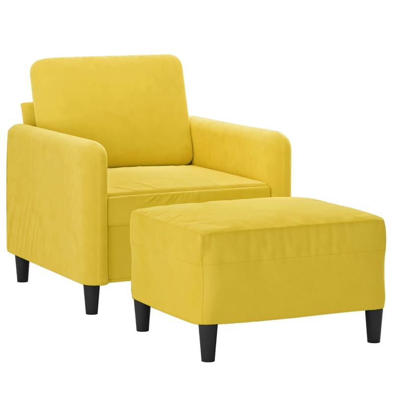 Casa si Gradina - Mobilier - Scaune si fotolii - Fotolii - Fotoliu canapea cu taburet, galben, 60 cm, catifea - Infinity.ro