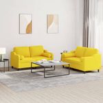 Casa si Gradina - Mobilier - Seturi de mobilier - Seturi living - Set de canapele cu perne, 2 piese, galben deschis, textil - Infinity.ro