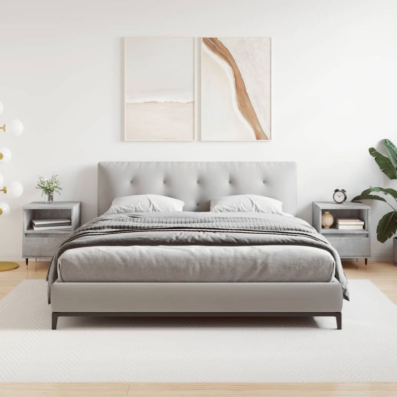 Casa si Gradina - Mobilier - Comode si corpuri - Noptiere - Noptiere, 2 buc., gri beton, 40x35x50 cm, lemn compozit - Infinity.ro