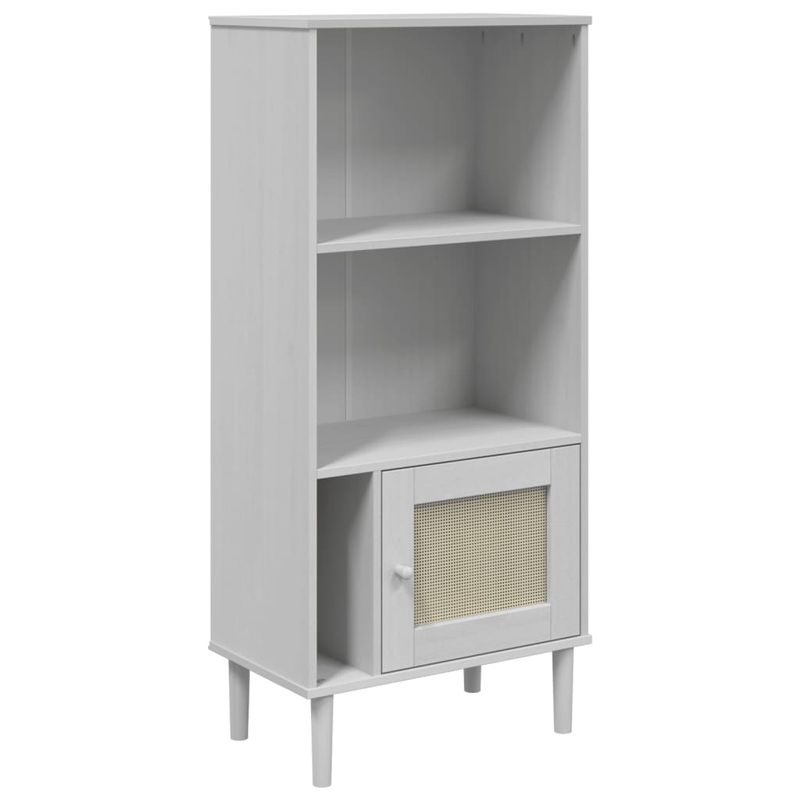 Casa si Gradina - Mobilier - Biblioteci si rafturi - Biblioteci - Biblioteca SENJA aspect ratan alb 60x35x130 cm lemn masiv pin - Infinity.ro